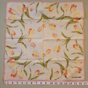 Vintage Junko Shimada Designer Handkerchief 18" Tulip Floral Japan